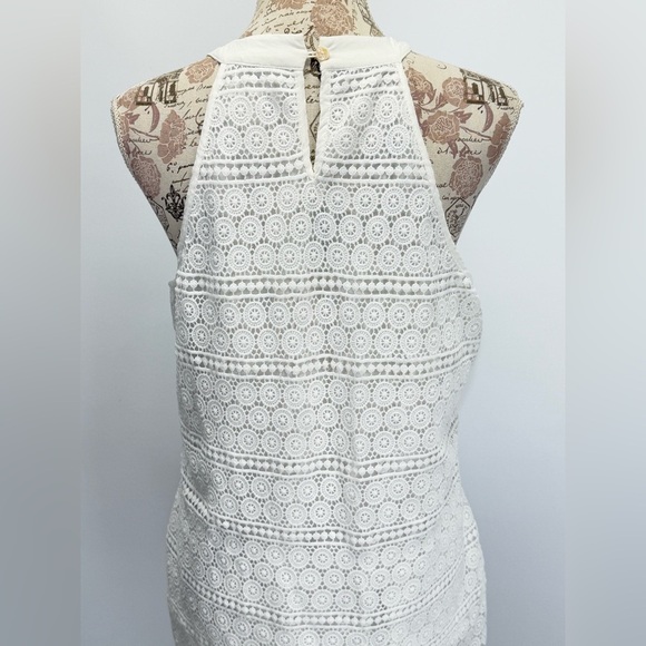 ANTIBES BLANC White Crochet Sleeveless halter neck top size L - Picture 4 of 12